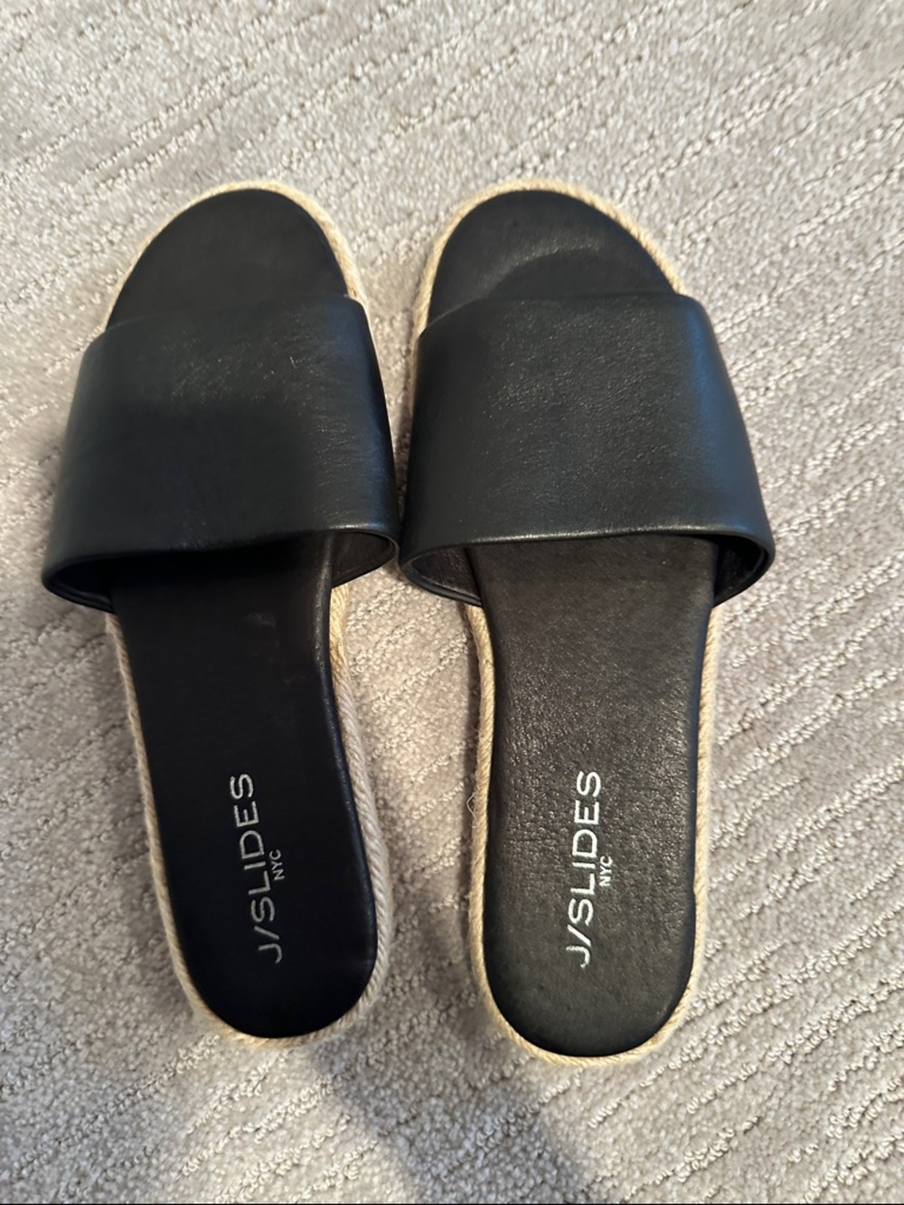 J Slides Black Leather Slide Sandals